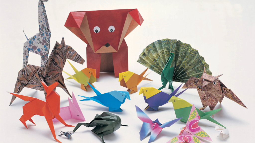 Variety of Animal Origami on White Background