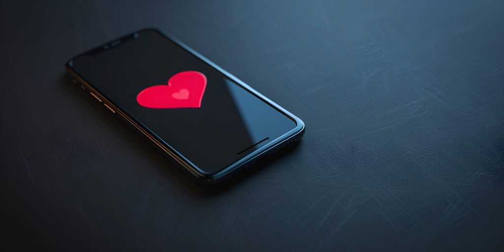 Heart at a cellphone. 